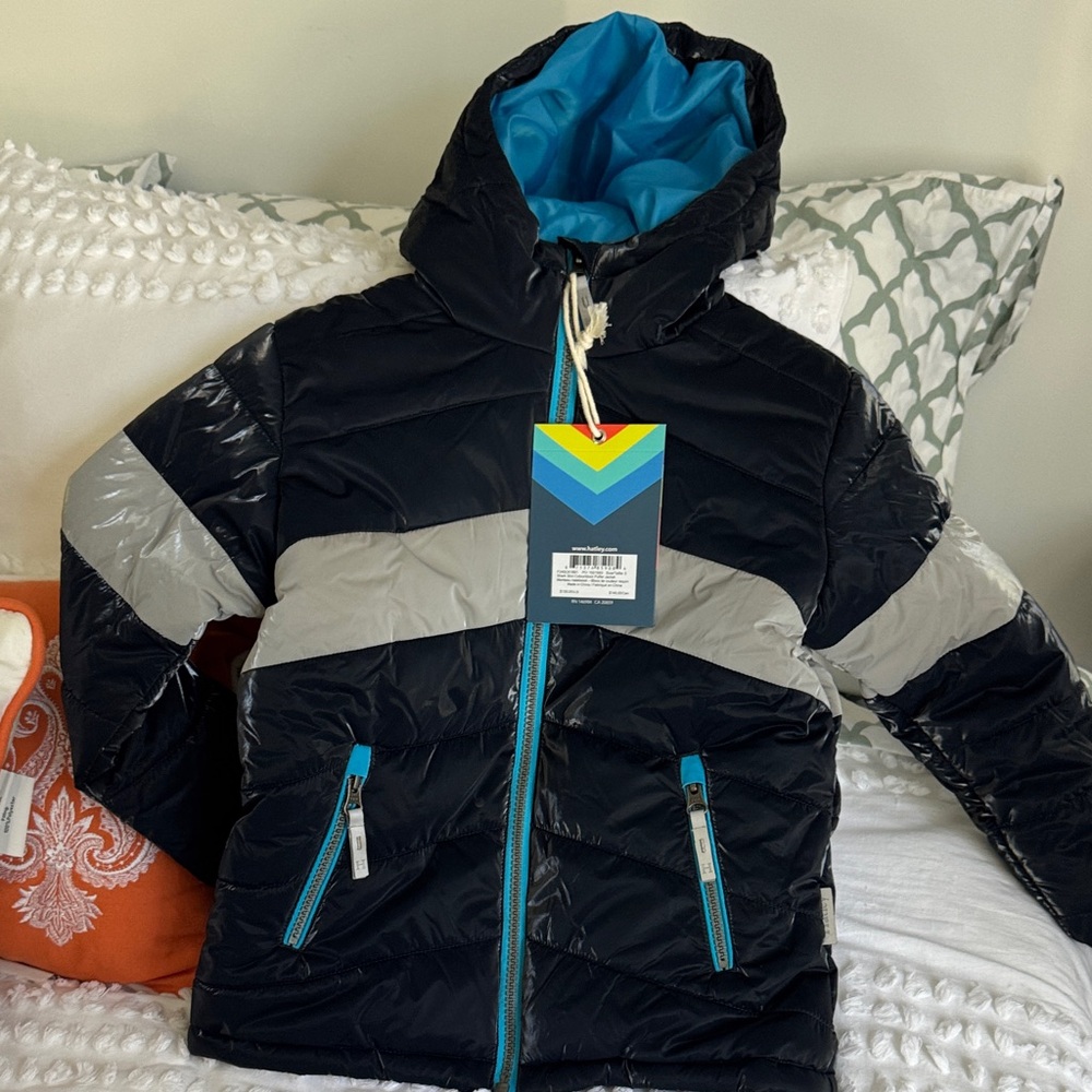 Hatley Black and Gray Kids Puffer Jacket NWT